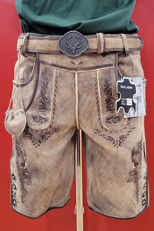 Lederhose Herren Ziegenvelour Buckman bronze Trachtenmode Hiebaum